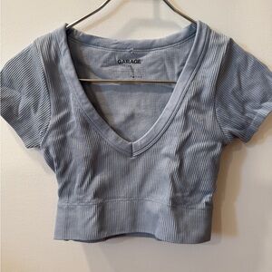 Garage Women's Light Blue Ribbed Crop Top